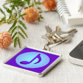 Blauw Paars Single Elegant muzieknotitie Sleutelhanger (Zijkant)