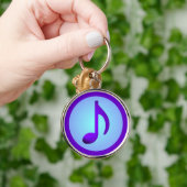 Blauw Paars Single Elegant muzieknotitie Sleutelhanger (Hand)