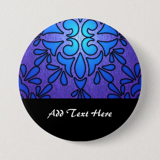 Blauw Paars Staind Glas Stijl Ontwerp Ronde Button 7,6 Cm (Voorkant)