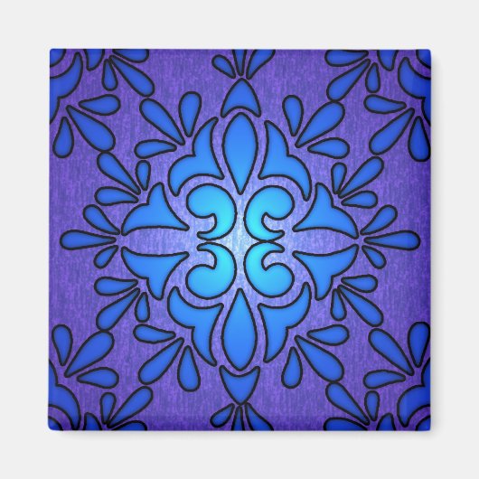 Blauw Paars Stainglas Stijl Ontwerp Magneet (Voorkant)