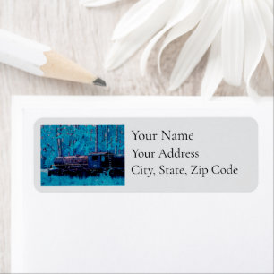 Blauw Paars Turquoise Oude 195 Retouradreslabel Etiket