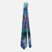 Blauw Paars Turquoise Wit Marmering Abstract Stropdas (Voorkant)