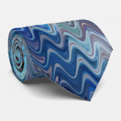 Blauw Paars Turquoise Wit Marmering Abstract Stropdas (Opgerold)