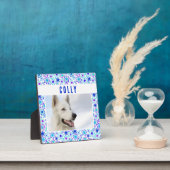 Blauw Paars ventilatorpatroon Pet Dog Photo Keepom Fotoplaat (Insitu)