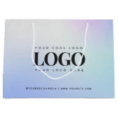 Blauw Paars Verlopend Aangepast Bedrijfslogo Groot Cadeauzakje (Voorkant)