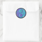 Blauw & Paars Yin Yang Ronde Sticker (Tas)