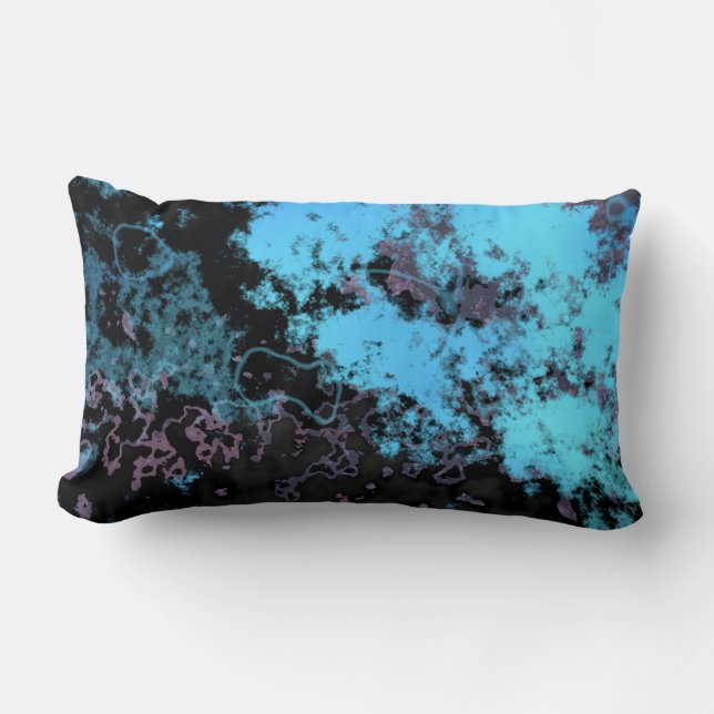 Blauw Paars zwart abstract Kussen (Voorkant)