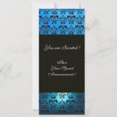 BLAUW PAARS ZWART  DAMAST MONOGRAM ,wit Kaart (Achterkant)