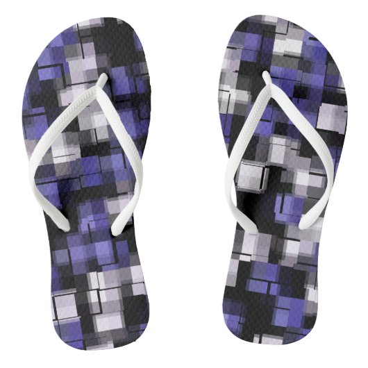 Blauw Paars Zwart Wit Trendy Teenslippers (Voetbed)