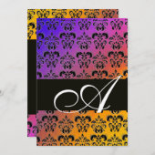 BLAUW PAARS ZWARTE DAMASKMONOGRAM, wit Kaart (Voorkant / Achterkant)