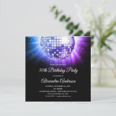 Blauw Paarse 50ste Verjaardagsfeest Disco Ball Kaart (Staand voorkant)