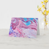 Blauw Paarse Abstracte acrylvezel Kaart (Gele Bloem)