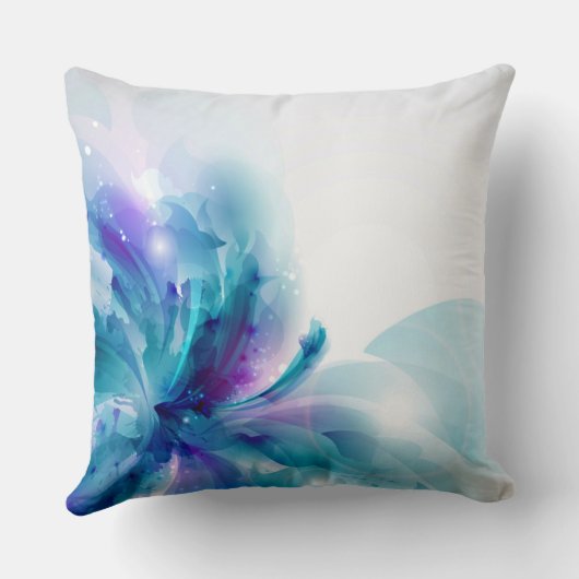 Blauw & Paarse Abstracte Bloem Bruiloft Kussen (Achterkant)