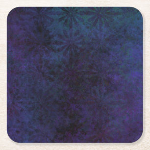 Blauw & Paarse Abstracte, Grungy Digitale Kunst Kartonnen Onderzetters