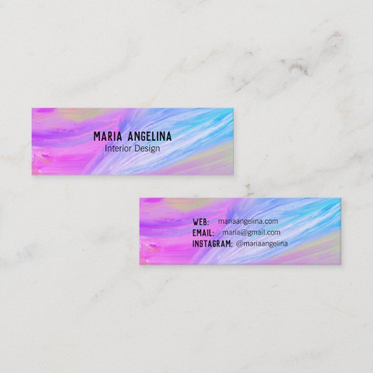 Blauw Paarse abstracte olieverschildering Mini Visitekaartje (Voorkant / Achterkant)
