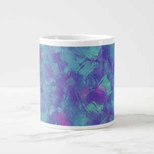 Blauw paarse Abstracte penseelstreken Ontwerp Grote Koffiekop