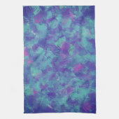 Blauw paarse Abstracte penseelstreken Ontwerp Theedoek (Verticaal)