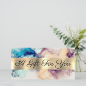 Blauw Paarse Aquarel Goud Folie Cadeaubon (Staand voorkant)