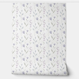 Blauw Paarse Aquarel Wilde Bloem Behang