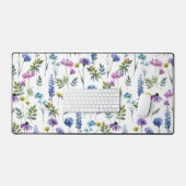 Blauw Paarse Aquarel Wilde Bloem Bureaumat (Keyboard & Muis)