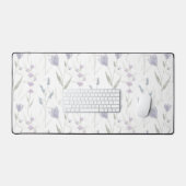 Blauw Paarse Aquarel Wilde Bloem Bureaumat (Keyboard & Muis)