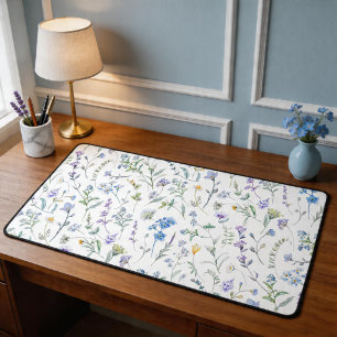 Blauw Paarse Aquarel Wilde Bloem Bureaumat