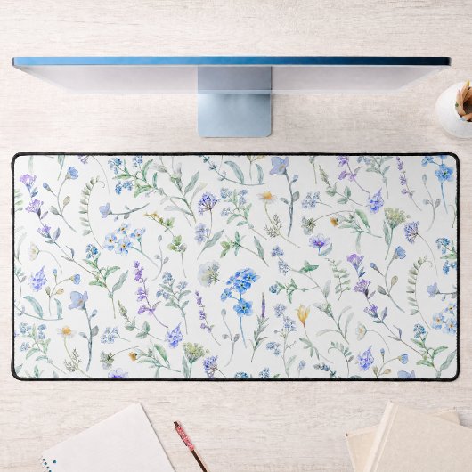 Blauw Paarse Aquarel Wilde Bloem Bureaumat