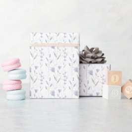 Blauw Paarse Aquarel Wilde Bloem Cadeaupapier