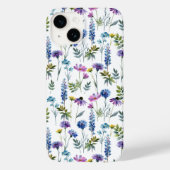 Blauw Paarse Aquarel Wilde Bloem Case-Mate iPhone Case (Achterkant)