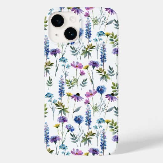 Blauw Paarse Aquarel Wilde Bloem Case-Mate iPhone Case (Achterkant)