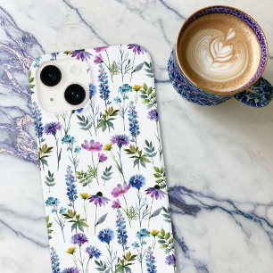Blauw Paarse Aquarel Wilde Bloem Case-Mate iPhone 14 Hoesje