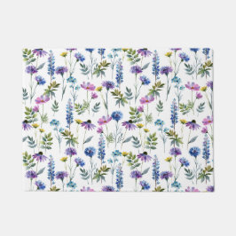 Blauw Paarse Aquarel Wilde Bloem Deurmat