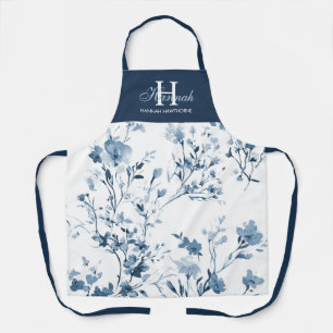 Blauw Paarse Aquarel Wilde Bloem Eigen Naam Schort