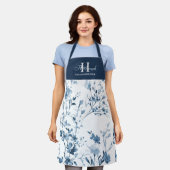 Blauw Paarse Aquarel Wilde Bloem Eigen Naam Schort (Gedragen)