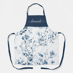 Blauw Paarse Aquarel Wilde Bloem Eigen Naam Schort