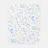 Blauw Paarse Aquarel Wilde Bloem Fleece Deken (Voorkant)
