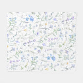 Blauw Paarse Aquarel Wilde Bloem Fleece Deken (Voorkant (Horizontaal))