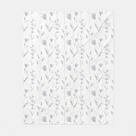 Blauw Paarse Aquarel Wilde Bloem Fleece Deken