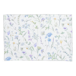 Blauw Paarse Aquarel Wilde Bloem Kussensloop