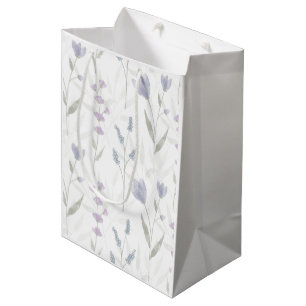Blauw Paarse Aquarel Wilde Bloem Medium Cadeauzakje
