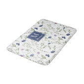 Blauw Paarse Aquarel Wilde Bloem Monogram Badmat (Gekanteld)