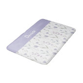 Blauw Paarse Aquarel Wilde Bloem Monogram  Badmat (Gekanteld)