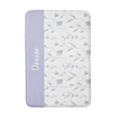 Blauw Paarse Aquarel Wilde Bloem Monogram  Badmat (Voorkant Verticaal)