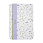 Blauw Paarse Aquarel Wilde Bloem Monogram Badmat (Voorkant Verticaal)
