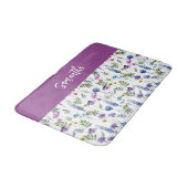 Blauw Paarse Aquarel Wilde Bloem Monogram Badmat (Gekanteld)