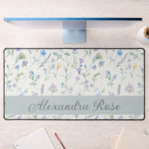 Blauw Paarse Aquarel Wilde Bloem Monogram Naam De