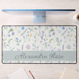 Blauw Paarse Aquarel Wilde Bloem Monogram Naam De Bureaumat