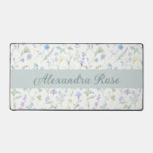 Blauw Paarse Aquarel Wilde Bloem Monogram Naam De Bureaumat (Voorkant)