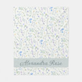 Blauw Paarse Aquarel Wilde Bloem Monogram Naam Fleece Deken (Voorkant)