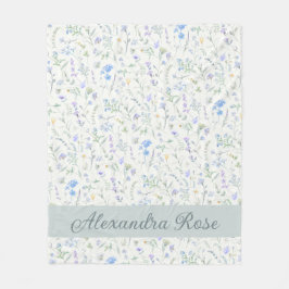 Blauw Paarse Aquarel Wilde Bloem Monogram Naam Fleece Deken